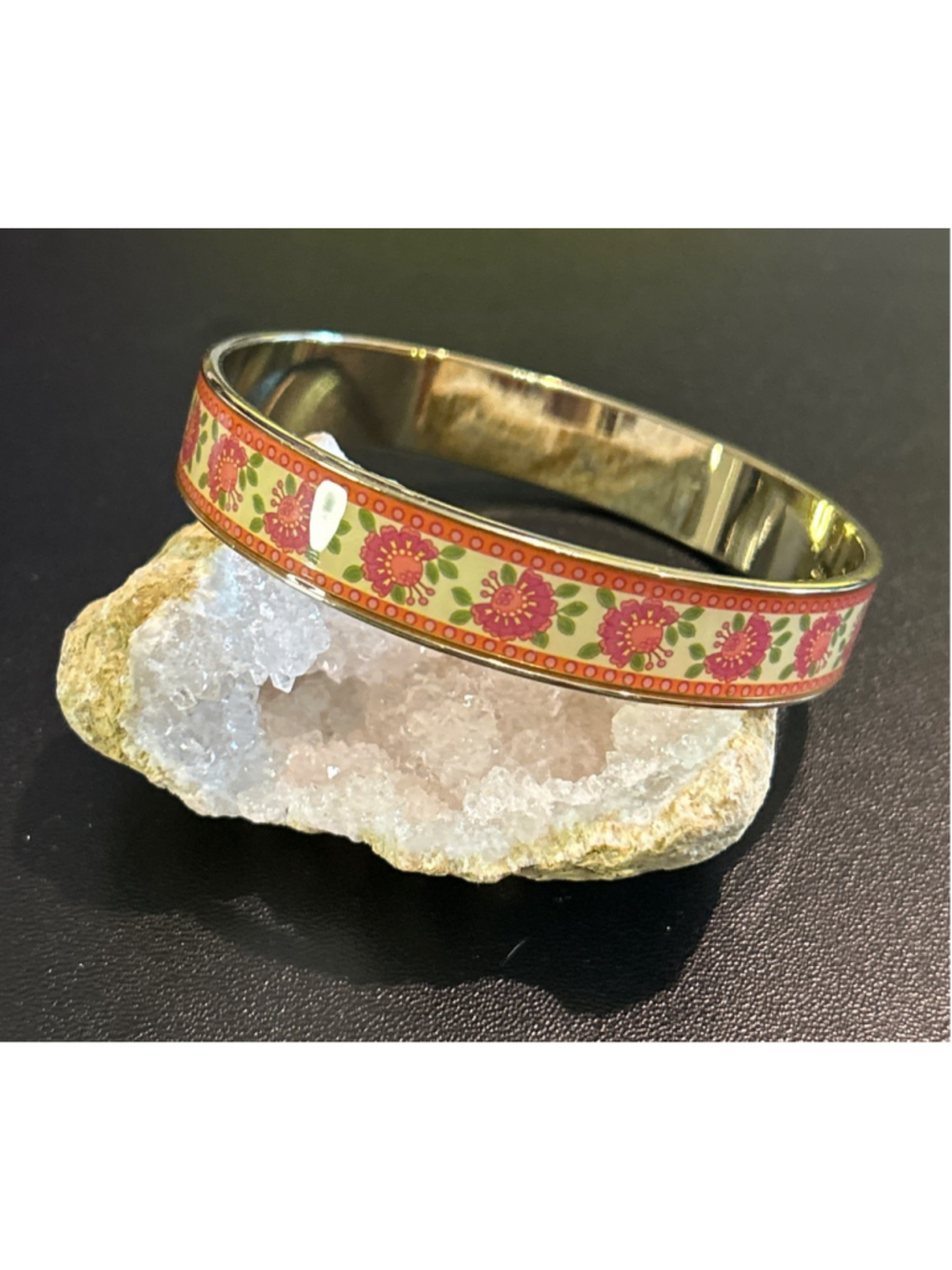 Women's Vera Bradley Gold Red Floral Bangle Bracelet One Size